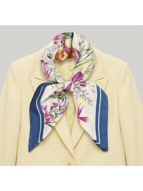 ✨Elegant Silky Square Scarf Blue Gold Paisley Print Luxury Neck Handbag Wrap New